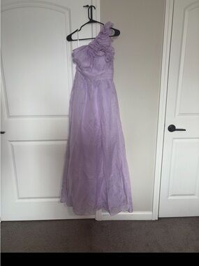 SHEIN Lilac One-Shoulder Ruffle Formal Dress